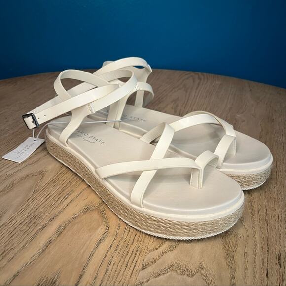 New! Altar’d State Kyara Strappy Platform Sandals Ankle Wrap Natural Women’s 9 - Picture 2 of 10